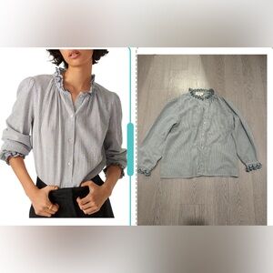 ba&sh Blue and White Striped Blouse